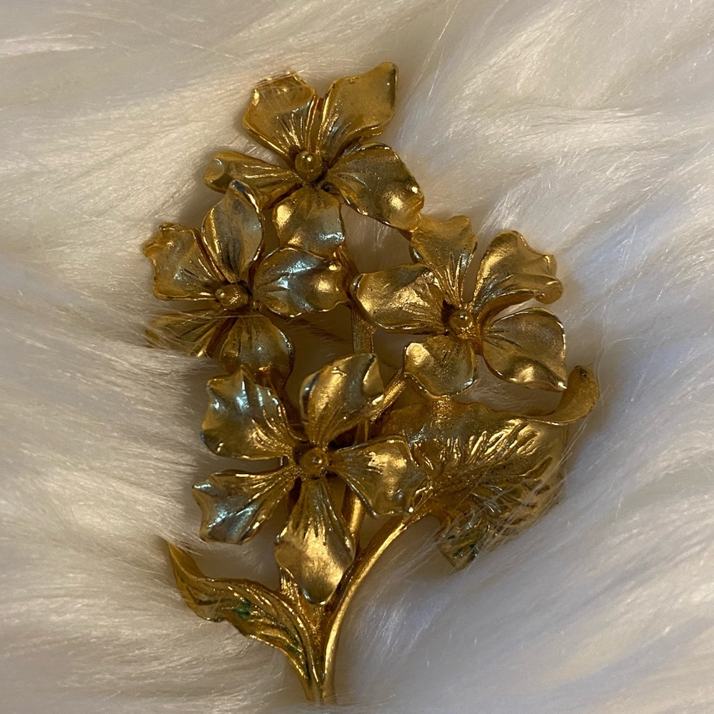 RAFAEL Gold Floral Brooch